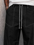 Casual Contrast Stitch 100% Cotton Pants