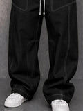 Casual Contrast Stitch 100% Cotton Pants