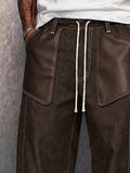 Retro-Inspired Faux Leather Patchwork Casual Pants