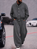 Relaxed Streetwear Button-Up Jacket Pants Set