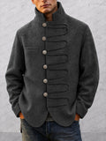 Military Style Stand Collar Button Sweater Coat