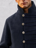 Military Style Stand Collar Button Sweater Coat