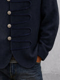 Military Style Stand Collar Button Sweater Coat