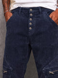 Street Style Corduroy Cargo Wide Leg Pants
