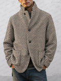 Classic Houndstooth Stand Collar Lined Jacket