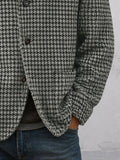 Classic Houndstooth Stand Collar Lined Jacket