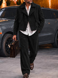 Casual Faux Suede Trench Jacket Pants Set