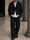 Casual Faux Suede Trench Jacket Pants Set