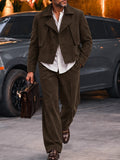 Casual Faux Suede Trench Jacket Pants Set