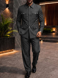 Modern Utility Pockets Safari Suit Set