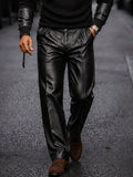 Urban Streetwear Faux Leather Ribbed Knit Top Set