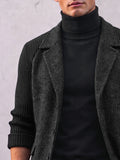 Smart Casual Ribbed Knit Patchwork Herringbone Blazer