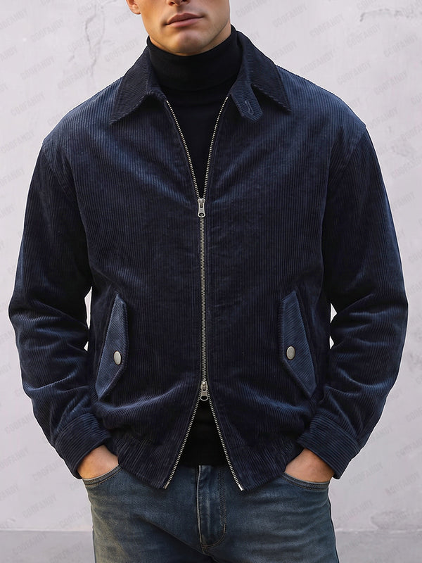 Classic Relaxed Fit Two-Way Zip Corduroy Jacket