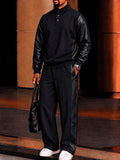 Trendy Urban Faux Leather Panel Matching Set