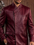 Modern Streetwear Faux Leather Jacket Pants Set