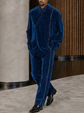 Elegant Shimmer Line Accents Velvet Suit Set