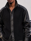 Streetwear Ribbed Knit Faux Leather Matching Set