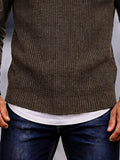 Urban Faux Leather Sleeve Turtleneck Knit Top