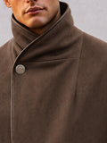Retro Inspired Faux Suede Stand Collar Jacket