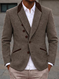 Smart Casual Contrast Lapel Herringbone Blazer