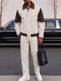 Urban Casual Colorblock Bomber Jacket Pants Set