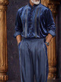 Vintage-Inspired Velvet Shirt Pants Set