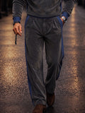 Retro Denim-Look Velvet Patchwork 2-Piece Set