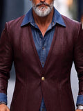Retro Streetwear Denim-Look Faux Leather Jacket