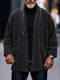 Casual Velvet Collar Corduroy Open Front Cardigan