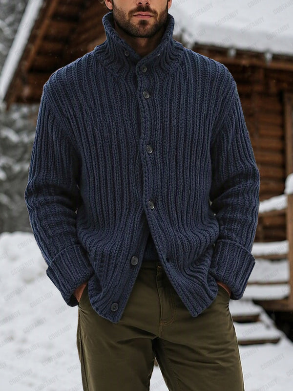 Versatile Cable Knit Turtleneck Cardigan
