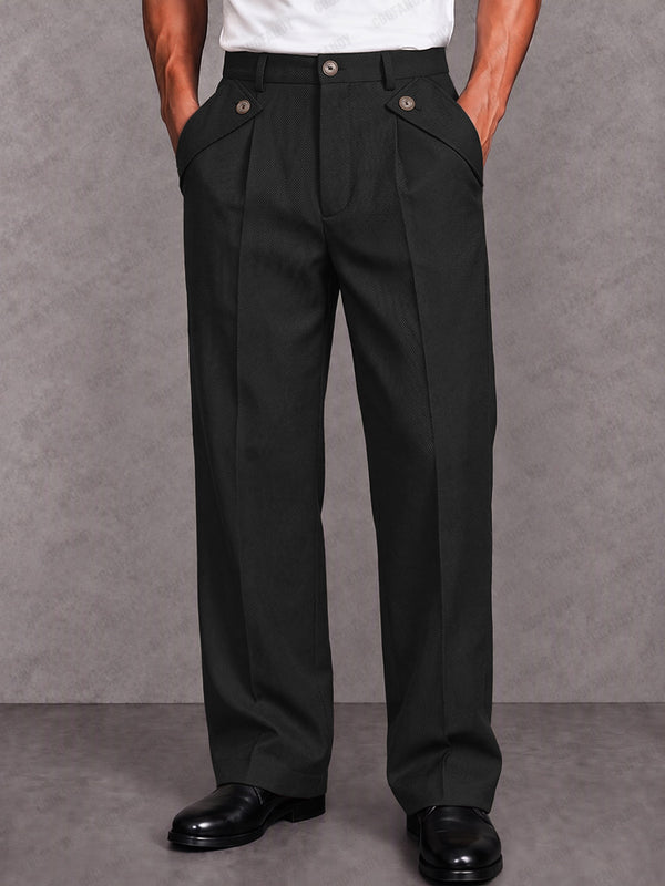 Smart Casual Straight-Leg Twill Pants