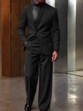 Modern Tailored Collarless Twill Blazer Pants Set