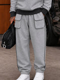 Trendy Casual Contrast Color Sweatshirt and Joggers Set