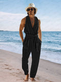 Effortless Elegance 100% Cotton Jumpsuit Jumpsuit coofandy Black M 