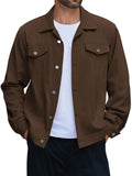 Leisure 100% Cotton Denim Jacket (US Only) Jackets coofandy Brown S 