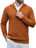 Casual Waffle Polo Sweater (US Only) Sweater coofandy Brown S 