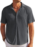 Casual Waffle Knit Button Down Shirt (US Only) Shirts & Polos coofandy Grey S 