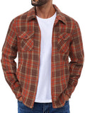 Casual Flannel Plaid Shirt Jacket (US Only) Jackets coofandy Orange S 