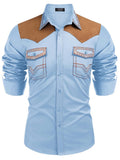 Vintage Embroidered Western Cowboy Shirt (US Only) Shirts coofandy Light Blue S 