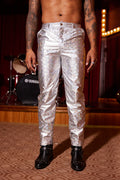 Stylish Metallic Shiny Pants Pants coofandy Multicolor XS 