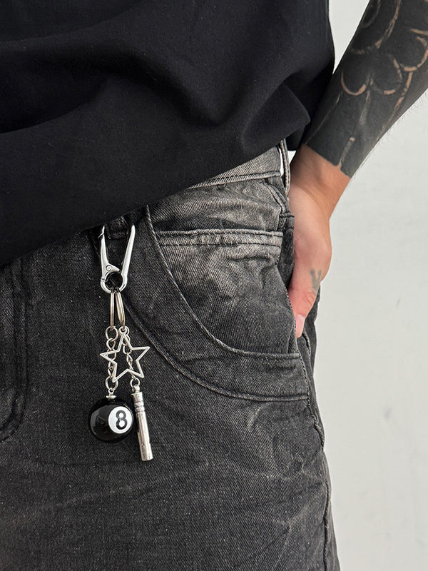 Goth Table Ball Pendant Keyring Bag Jeans Chain