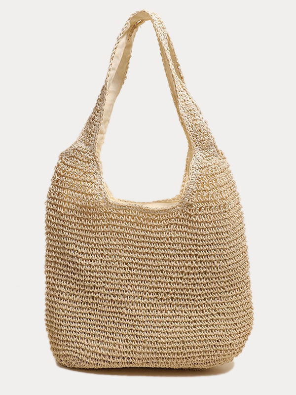 Minimalist Beach Large Woven Straw Shoulder Bag