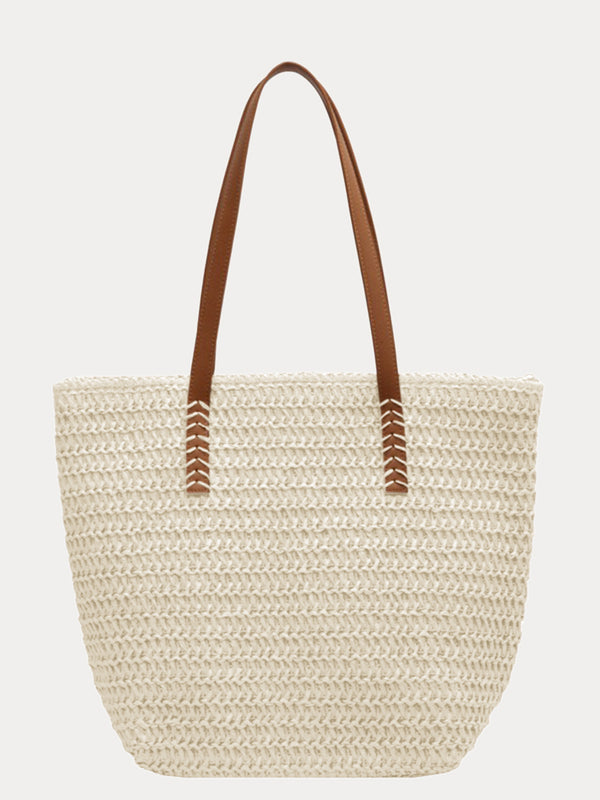 Minimalist Vacation Woven Straw Tote Bag