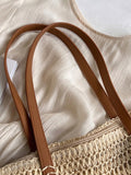 Minimalist Vacation Woven Straw Tote Bag