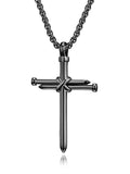 Vintage Nail Cross Pendant with Chain Necklace coofandy Black F 