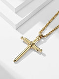 Vintage Nail Cross Pendant with Chain Necklace coofandy 