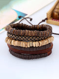 Vintage Beaded DIY Stack Bracelet Bracelet coofandy Brown One Size (9.84-10.63 in) 