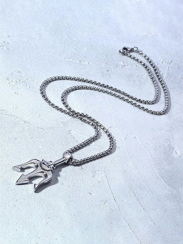 Classic Trident Pendant Necklace Necklace coofandy Silver One Size 