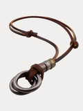 Punk Alloy Leather Pendant Necklace Necklace coofandy 