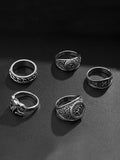 5Pcs Gothic Stacking Rings Set Accessories coofandy 